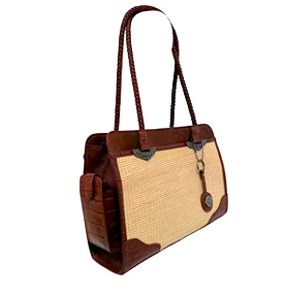 Bueno of California Brown with Keychain Top Handle Tote Bag New with Tag - Picture 2 of 6